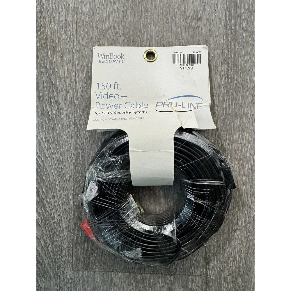 WinBook Security Pro-Line 150ft CCTV Video Power Cable BNC DC Camera DVR